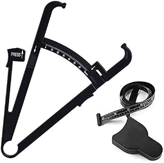Diyife Fat Tester, [2 in 1] Personal Body Fat Tester Calipers with Tape Measure and Fat Charts Fitness, Accurate Measure Tape Keep Health Analyzer