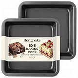 Hongbake 8X8 Cake Baking Pan Set, Nonstick Square, 2 Pieces