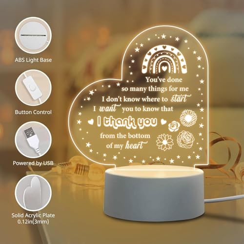 Image of Thank You Gifts for Women, Thank You Appreciation Gifts for Friends, Teacher, Colleagues, Friendship Gift for Her, Inspirational Birthday Presents, Warm Colors LED Bedside Lamp