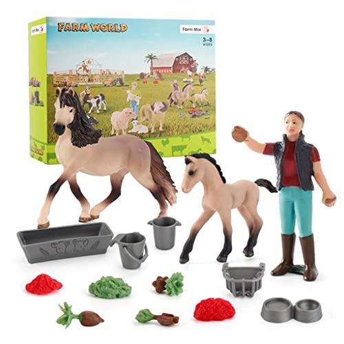 ShapeW Bauernhoftiere Figuren Spielzeug Set Kaninchen Pferd Modell Spielset Realistische Tiere Action Figur Cake Topper