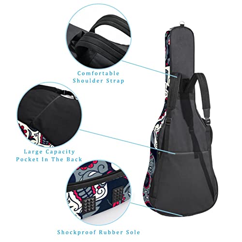 Housse de guitare colorée en tissu Oxford imperméable avec motif de crâne et fleurs avec bandoulière réglable - Les Beatles, Paul McCartney, John Lennon, RIngo Starr, George Harrison Housse de guitare colorée en tissu Oxford imperméable avec motif de crâne et fleurs avec bandoulière réglable – Image 4