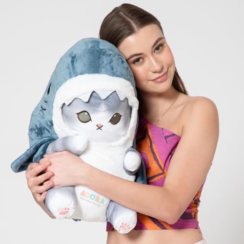 Image of ADORA Stuffed Toy Shark Cat Soft Plush Toy, 50cm, Grey and White Stuffed Animal Plush Toy