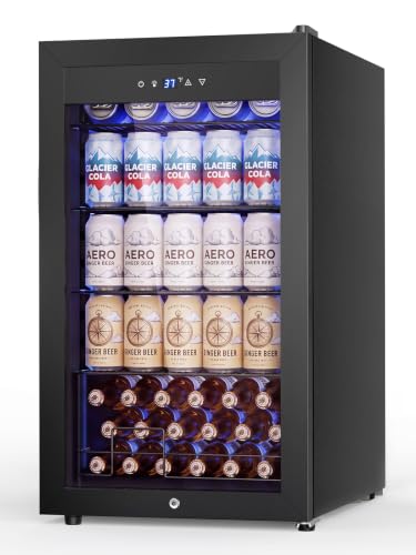 Image of Beverage Cooler Refrigerator, 3.2 Cu. Ft. Mini Fridge with Glass Door Black