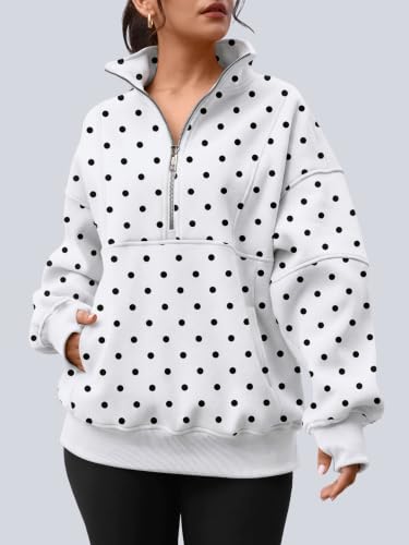 Image of AUTOMET Women's Quarter Zip Oversized Sweatshirt Fleece Mock Neck Pullover