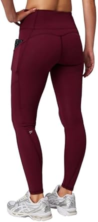 Fabletics Women's Oasis PureLuxe High-Waisted Legging, Light Compression, Buttery Soft, M/Regular | 27, Merlot