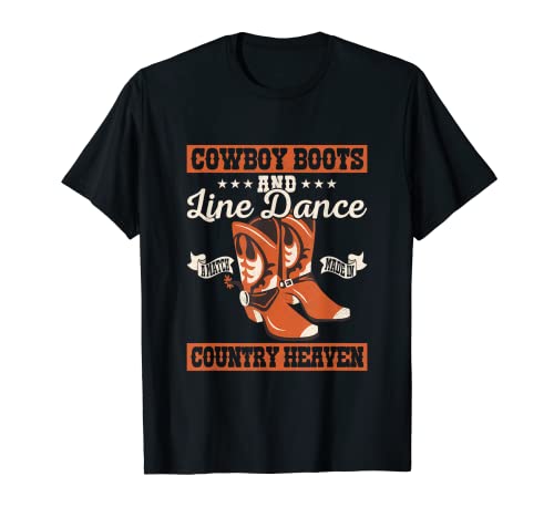 Botas De Vaquero Y Línea Danza Country Música Western Camiseta