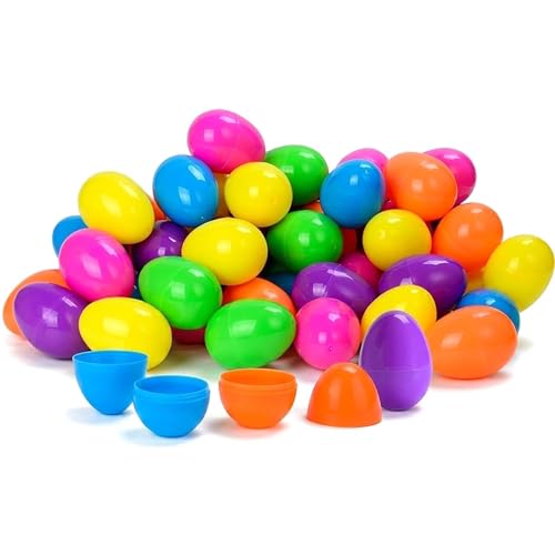 Taspire Lot de 50 œufs de Pâques en Plastique, 6.4 cm, œufs de Pâques à remplir en Plastique pour la Chasse aux œufs