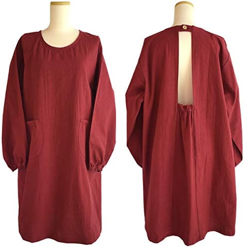 [ベリーベリー] お尻が隠れる割ぽう着 かぶり割烹着 無地 日本製 おしゃれ レディース