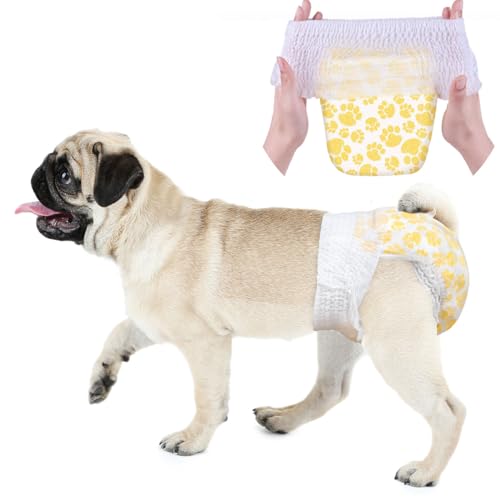 Dono Pañales Perro Hembra, Cintura elástica Envolvente, 42 Unidades, pañal para Perras, Pantalones de celo, súper absorbentes y a Prueba de Fugas, para Perras en celo, incontinencia y Entrenamiento,S