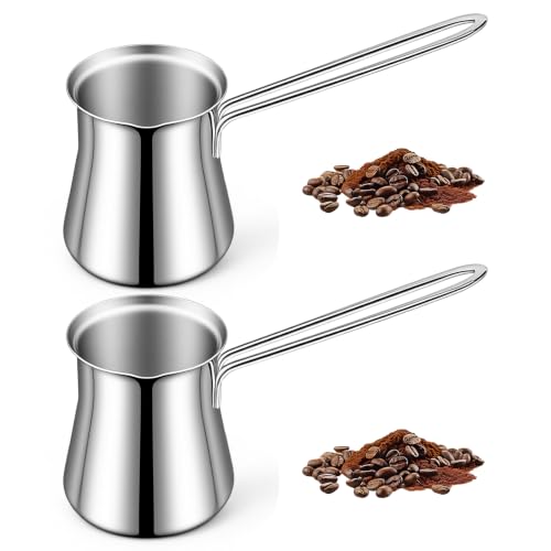 Ziouabaf Turkish Coffee Pot, 2-Pack, 15 fl oz Stainless Steel Cezve by Ziouabaf - Used condition - US$19.05