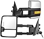 AUTOSAVER88 Towing Mirrors Compatible with 2014-2018 Chevy Silverado GMC Sierra 1500 2500HD 3500HD, Switchback LED Tube Turn Signal Light Power Heated Telescoping Tow Mirrors Pair Set-Chrome