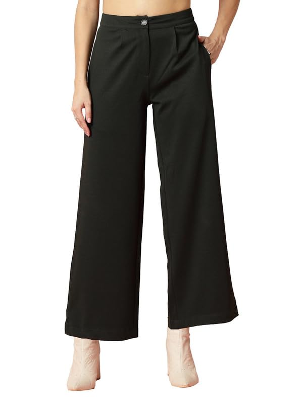 Image of OOMPH! Women's Straight Fit Mid Rise Korean Trousers|Trouser Pants for Women|Elegant Workwear for Office, College & Events|Trousers for Woman