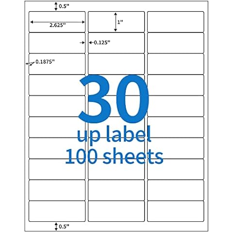 BESTEASY 30-up 100 Sheets 1" X 2-5/8" Address Shipping Labels for Laser and Inkjet Printers, FBA Product Labels (3000 Labels) Cover