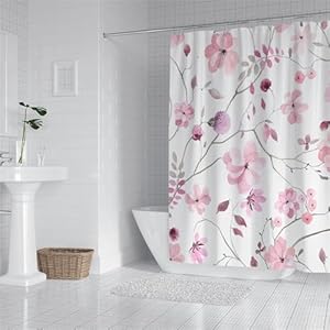 Oujkeef YL-88 Duschvorhang-Set Rosa Blumen