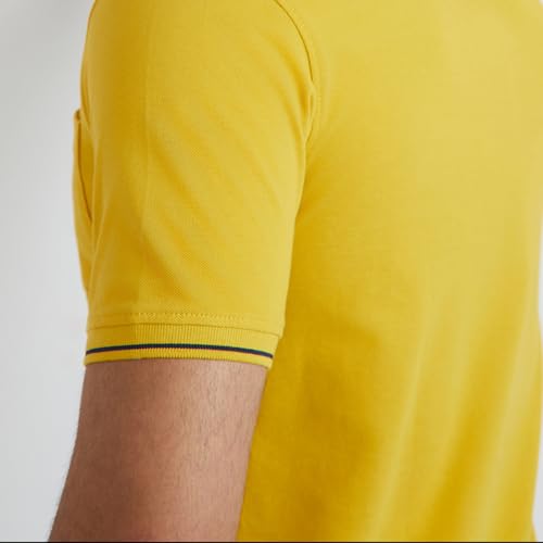 Image of Raymond Men's Modern Fit Solid Pattern Pure Cotton Half Sleeve Polo Neck Casual T-Shirt