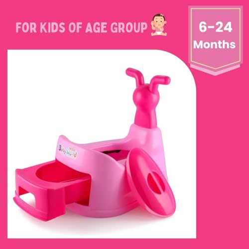 Image of Nabhya Small Potty Toilet Trainer Seat /Chair with Lid and High Back Support for Toddler Boys Girls (Age 7 Months to 2 Years) (Pink)