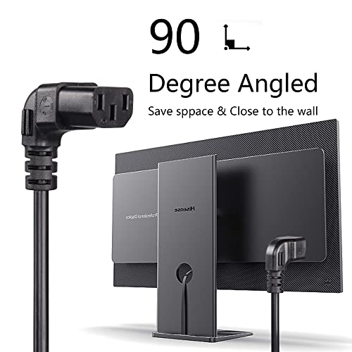 Cerrxian 3.93 Ft 18Awg Nema 5-15P To Up Angle Iec 320 C13 Computer Power Cord,10A/250V, 3 Prong Wire Usa Standard Ac Power Supply Cord For Pc Tv Monitor Printer #TOP1