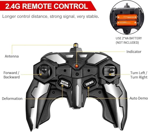 Image of Amitasha Transform Remote Control Car 2-in-1 Convertible Robot Car - One Click Deformation RC Car for Kids Boys with Rechargeable Battery Birthday Gift