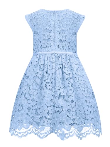 ALLOVIN Girls & Toddlers Sleeveless A-Line Lace Party Dress Birthday Wedding & Flower Girl Dress with Beaded Bowknot 2-12Y2