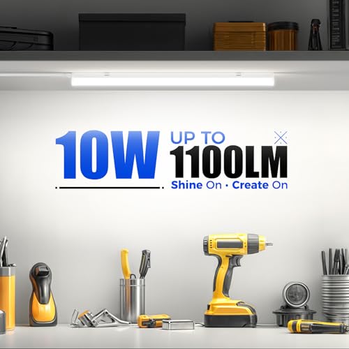 Image of Barrina T5 LED Ceiling Light Fixtures, 2FT, 5000K (Daylight White), 1100LM, 10W, Corded Electric with Built-in ON /Off Switch, Linkable LED Shop Lights for Garage, Workshop, ETL Listed, 6 Packs