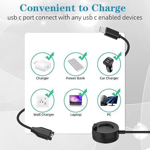 [2-Pack] Type C Chargers Compatible for Garmin Venu 4 41mm/45mm, UCB-C Charging Cable & Dock & Port Protector