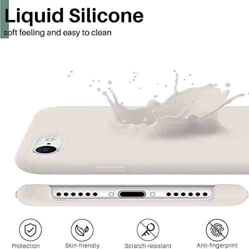 Image of VONZEE Liquid Silicone Soft Back Cover for iPhone 7 Case, Shockproof Slim Camera & Full Body Protection Non Yellowing Cover with Microfiber Lining & Logo Cut (4.7 Inch) -Stone Grey