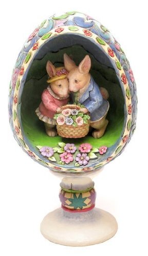 Jim Shore Easter Bunnies Egg Diorama - Colorful, Pastel Hues Easter Figurine