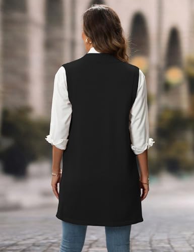 Image of IDEALSANXUN Womens Long Sweater Vest Fall Winter Open Front Sleeveless Cardigans Vest Tops