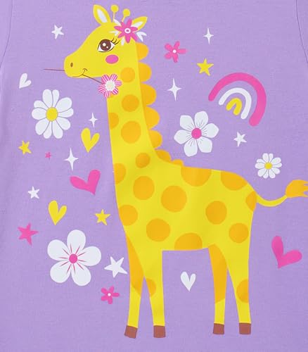 Image of Toddler Girls Clothes T-Shirt Short Sleeve Graphic Tee Cartoon Dinosaur 2-6T Girl Shirt Summer
