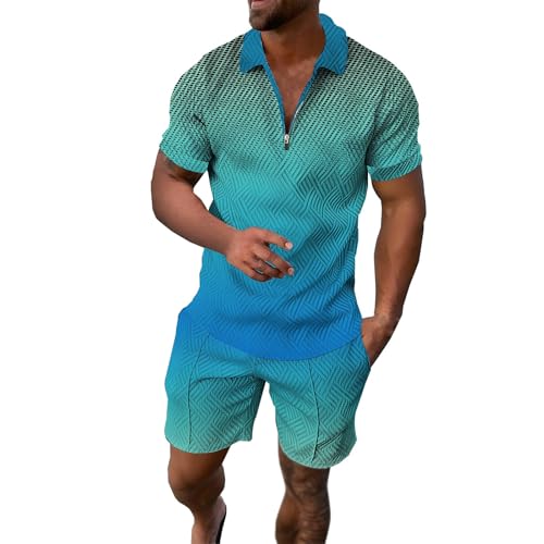 Ensemble homme t-shirt et short grande liberté de mouvement tenue légère couleur bleu ciel