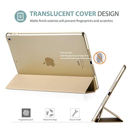 Image of ProCase Smart Case for iPad 9.7 Inch iPad 6th /5th Generation 2018 2017(Model: A1893 A1954 A1822 A1823), Ultra Slim Lightweight Stand Cover with Translucent Frosted Back -Gold