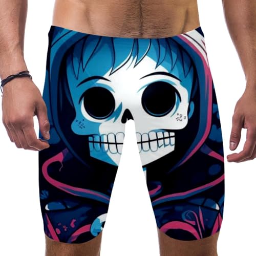 Bañador para hombre de competición en natación con estampado de calavera