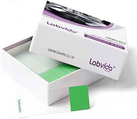 144pcs of Pre-Cleaned Green Color Frosted Microscope Slide, Dim.75mmx25mm, Super Grade Glass, Ground Edges, 45° Safety Corners, LVQ034G2