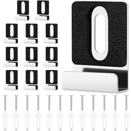 12 Pack Metal Mirror Holder Clips, Steel Heavy Duty Frameless Mirror Mounting with Screws for...