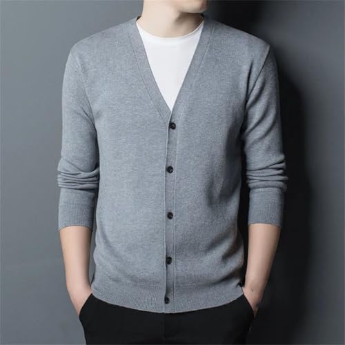 Men's Cardigan Sweater Long Sleeve V Neck Solid Color Casual Loose Button Sweaters2