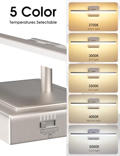 Image of VOLISUN Modern Bathroom Vanity Light 31.5 inch, Rotatable, 28W Dimmable 5CCT Led Bathroom Light Fixture Over Mirror, Brushed Nickel Bar Vanity Light for Bathrooms Mirror Restroom-ETL Certificated