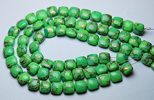 Turquoise de cuivre verte en briolette coussin lisse de 8mm pour création LKBEADS