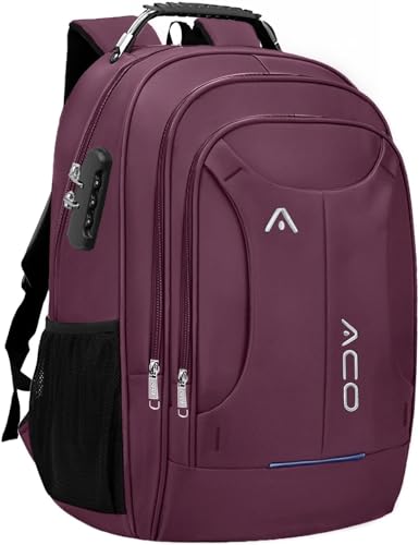 Mochila para Notebook Masculina Feminina para Notebook 17 – Mochila executiva Antifurto, Reforçada, Saídas USB e Fone, Alça de Aço, Impermeável, Escolar, Faculdade, Trabalho ou Viagem (Roxa)