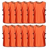 Fußball Leibchen Set, 12 Stück Fußball Trainingsweste, ärmellose Atmungsaktiv Leibchen Fußballs, Sport Trainingsleibchen, Fussballtraining Leibchens Für Anfänger, Jugendliche Und Erwachsene (Orange)