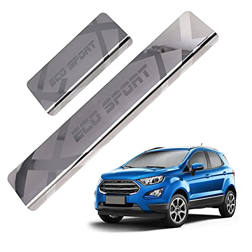 Image of GFX Car Door Sill Guard - Stainless Steel, Protects Painted Edges from Scuffs or Scratches Compatible with Eco Sports Set of 4Pcs (After-Market) Model - 2017 to 2018