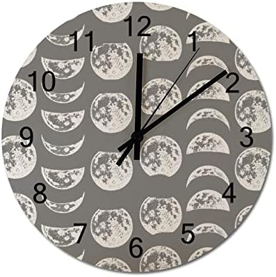 Gothic Moon Phases Wooden Wall Clock Silent Battery Operated Clocks for Home Kitchen Office Decorative 60*60cm