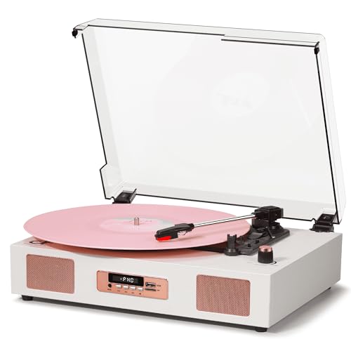 Vinyl Record Player Vintage Wireless Bluetooth Record Player with Stereo Speakers, USB/TF Card...