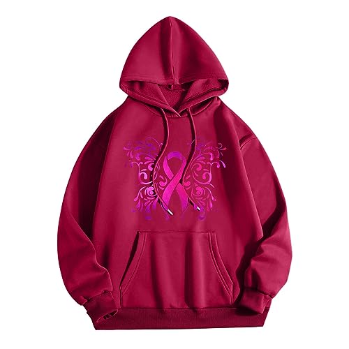 minjiSF Damen Hoodie Brustkrebs-Bewusstseins-Hoodie für Frauen mit...