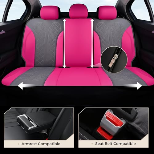 Image of Coverado Car Seat Covers Full Set, Leather Seat Covers, Rose Automotive Protectors 5-Seat, Luxury Universal Fit Seat Covers for SUV, Truck, Sedan and Most Vehicles All-Weather