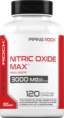 Image of Piping Rock Nitric Oxide Supplement | 3000mg | 120 Capsules | Precursor for Men and Women | Max Blend with L Arginine and L Citrulline | Non-GMO, Gluten Free