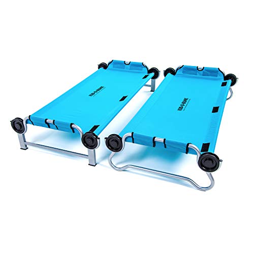 Disc-O-Bed Youth Kid-O-Bunk Benchable Camping Cot with Organizers, Teal Blue