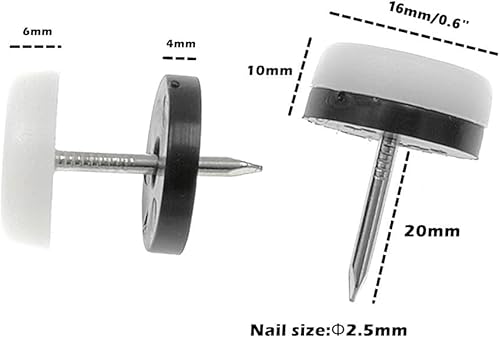 Miniatura 9 de 40 almohadillas deslizantes para muebles, de nailon, para patas de madera, sofá de mesa (diámetro, blanco)
