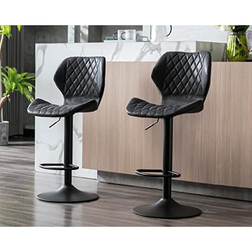 CIMOTA Velvet White Bar Stools Set of 2 Swivel Barstools Counter Height Bar Chairs with Back/Gold Base Modern Adjustable Stool Chair for Kitchen Island/Dining Room, (23.6 to 31.5 Inch/Cream