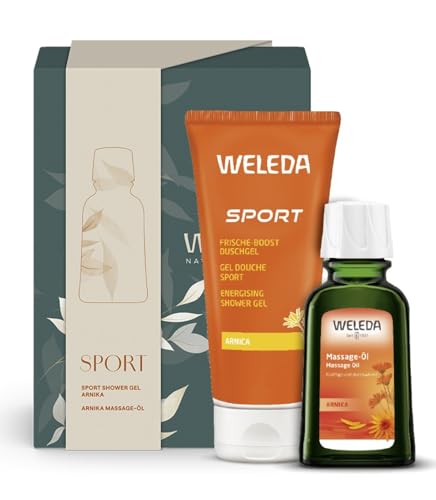 WELEDA Bio Geschenk Set SPORT - Naturkosmetik Pflege Geschenkset bestehend aus Sport Frische-Kick Duschgel & Arnika Massageöl. Optimal und ein Must-Have zur täglichen Körperpflege nach dem Sport