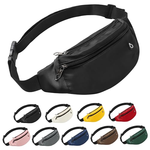fanny pack for women and man crossbody bag cross body bag with adjustable strap for travel running hiking walking workout black